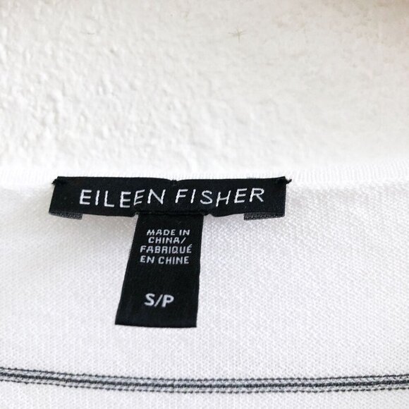 EILEEN FISHER White Tencel Blend Striped Long Sleeve Pullover Sweater Small Size - Picture 7 of 10